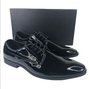 INC International Concepts Curtis Patent Leather Black Derby Shoes